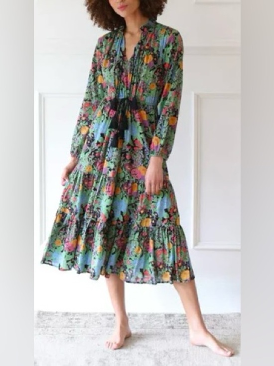 Mille Dresses & Skirts - Mille Astrid Midi Dress Botanica Floral Tiered | L